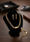 Premium Cuban Link Jewelry Set – Luxury Gold-Plated Necklace & Bracelet Set | طقم مجوهرات كوبان لينك فاخر – عقد وسوار مطليان بالذهب