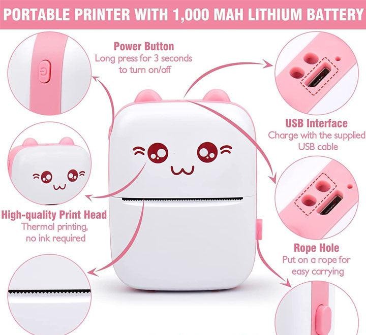 Portable Mini Pocket Printer BT Thermal Printer | طابعة جيب حرارية صغيرة محمولة بالبلوتوث