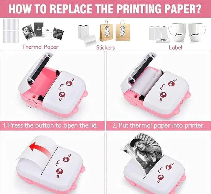 Portable Mini Pocket Printer BT Thermal Printer | طابعة جيب حرارية صغيرة محمولة بالبلوتوث